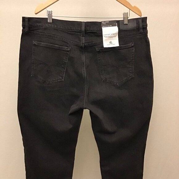 Ralph Lauren LRL NWT 18 (34) Relaxed Taper Women’s Jeans Faded Black Stretch - Picture 6 of 11